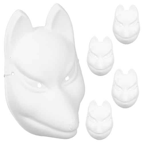 QUMIIRITY 5 Stück Weiße Papier Fuchsmasken zum Bemalen DIY Tiermasken für Karneval Maskerade Kostüm Zubehör Kreativ und Unbemalt für Party Geburtstag QUMIIRITY 5 Stück Weiße Papier Fuchsmasken zum Bemalen DIY Tiermasken für Karneval Maskerade Kostüm Zubehör Kreativ und Unbemalt für Party Geburtstag von QUMIIRITY