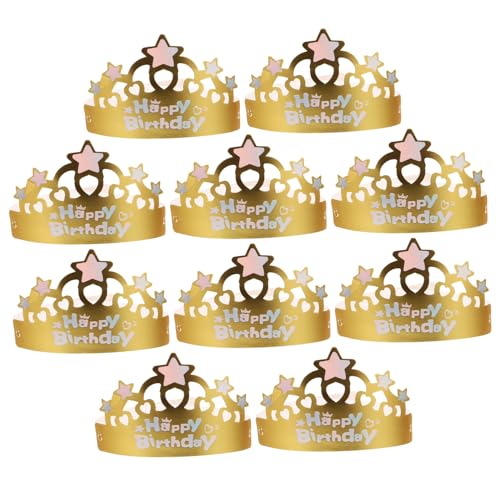 QUMIIRITY 50 Stück goldener Geburtstagshut Schüttgut Mini Kronenhut jahrestag festlich fotogeschenke kindercroks funny hat Kindergeburtstagsmützen Kopfbedeckungen für Kinderpartys Papier von QUMIIRITY