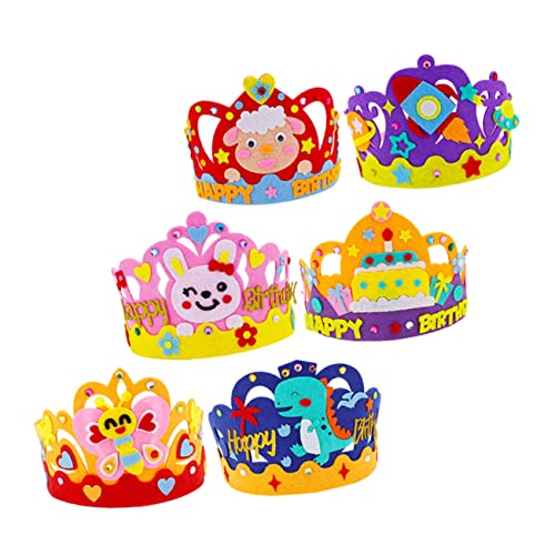 QUMIIRITY 6 Sätze Kronenhut Party Zubehör Dekoration Mädchen geburtstagskrone birthday crown Material zur Herstellung von Geburtstagskronen Kopfschmuck zum Kindergeburtstag Vlies von QUMIIRITY