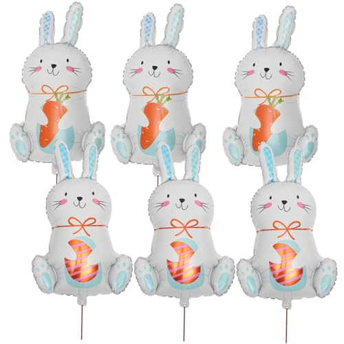 QUMIIRITY 6 Stück Folienballons Osterhase Niedliche Deko für Ostern Party und Feierlichkeiten für Zuhause Küche und Garten Hochwertige Luftballons für Unvergessliche von QUMIIRITY