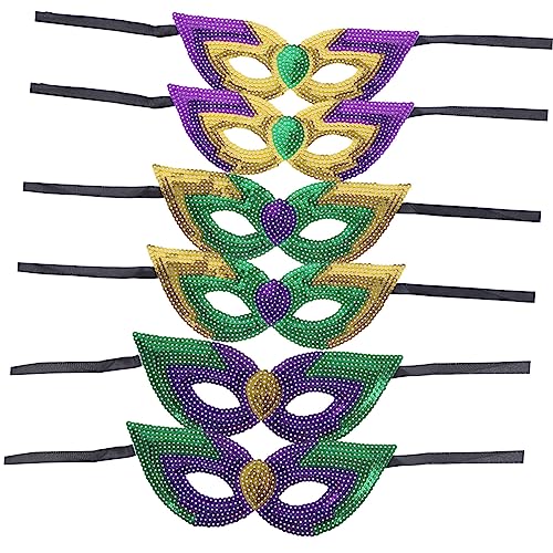 QUMIIRITY 6 Stück Karnevalsmaske Maskenmaske Für Paare Kostüm Maskerade Karneval Liefert Karneval Konfetti Halloween-maske Frauenmaske Tanzparty-requisite Cosplay-partymaske Pailletten von QUMIIRITY