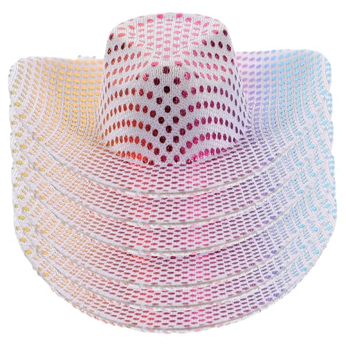 QUMIIRITY 6 Stück Laserweinflaschenkappe Miniatur Cowgirl Mini -Formale Hüte Mini-cowboyhut-Party Hutdekorationen Mini-hüte Entzückende Hüte Mini-Hut Mini-cowboyhüte Für Partys Polyester von QUMIIRITY