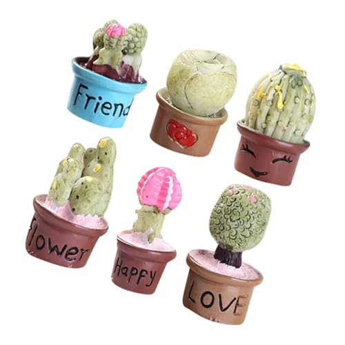 QUMIIRITY 6 Stück Mikro-Landschafts-Topfpflanzen Cactus Plant Dekoration Schlafzimmer Dekoration für Badezimmer Room Decor basteln Miniatur-Pflanzendekoration Mini-Topfpflanzen Harz Green von QUMIIRITY