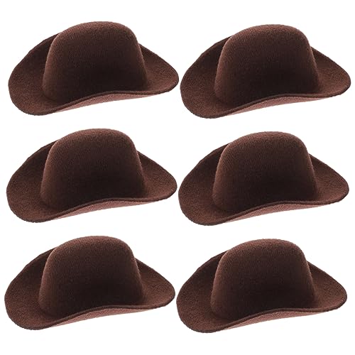 QUMIIRITY 6 Stück Mini Cowboy Hüte Kleine Cowgirl Hüte für Puppen Western Party Deko DIY Bastelzubehör Robuste und Stylische Miniaturhüte für Verschiedene Anlässe von QUMIIRITY