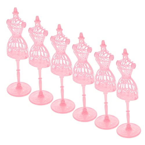 QUMIIRITY 6 Stück Puppenaufhänger puppenkleiderbügel Puppen kleiderbügel puppenbügel Miniaturpuppen Prinzessin Kleiderständer für Minipuppen Puppe weibliche Schaufensterpuppe Plastik Rosa von QUMIIRITY