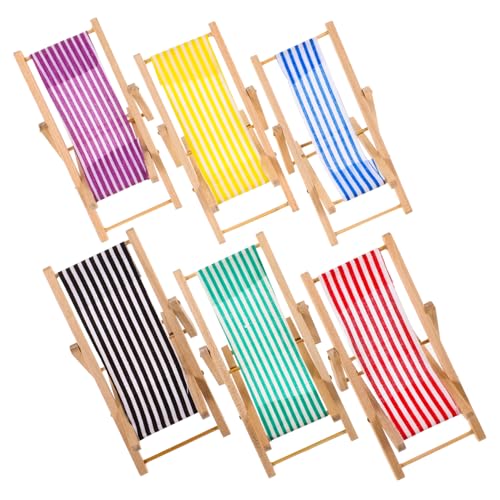 QUMIIRITY 6 Stück Strandstuhl Faltbare Puppenhaus Deko für Mikrolandschaften Simulierte Liegestühle für Kreative Spielwelten Sicher und Kinderfreundlich von QUMIIRITY