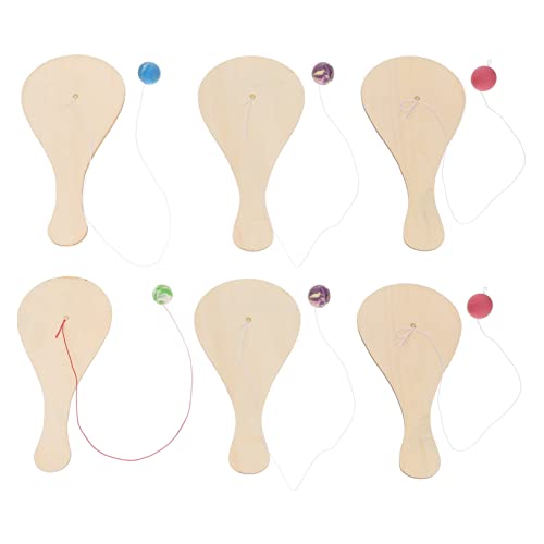 QUMIIRITY 6 Stück Teiliges DIY Holz Paddle Ball für Kreatives Graffiti für Drinnen und Draußen für Garten und Kindergeburtstag Fördert Geschicklichkeit und Spaß Zufällige Zufällige Farbe von QUMIIRITY