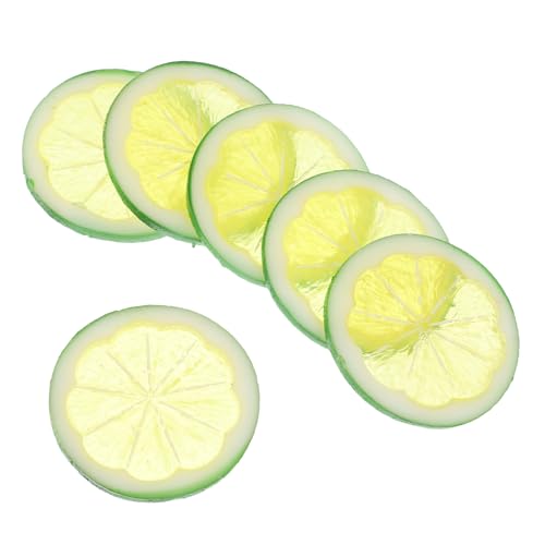 QUMIIRITY 6 Stück Zitronenornamente Presse Obst Manuelles Entsafter Simulationsfruchtmodell Kokosnuss künstliche gefälschte Zitronenscheiben lebensechte Zitronenscheiben PVC Green von QUMIIRITY