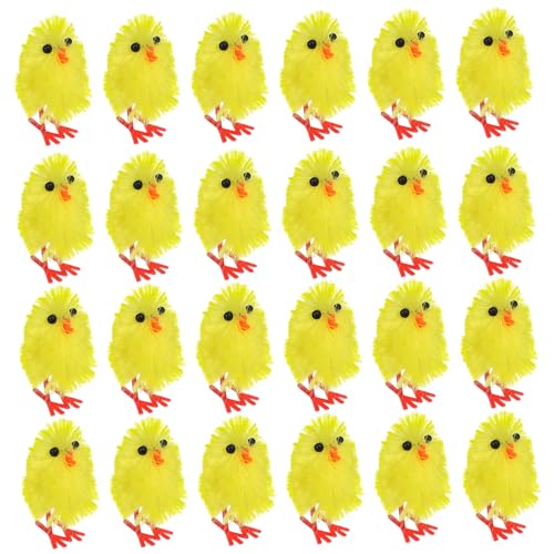 QUMIIRITY 60 Stück Mini Ostern Küken Deko Simulation Küken für Desktop Osterfeier Bastelset Dekoration für Wohnzimmer Schlafzimmer Garten und Mehr von QUMIIRITY