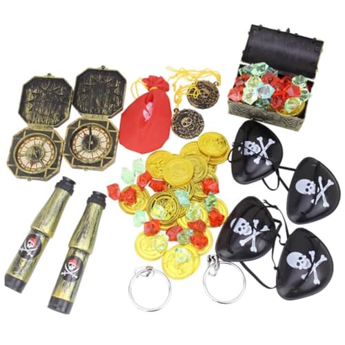 QUMIIRITY 60-teiliges Piratenschatz-spielzeugset Fantasievolles Spielset Für Kinder Zubehör Für Die Schatzsuche Mit Piratenfiguren Lernspielzeug Für Jungen Und Mädchen von QUMIIRITY