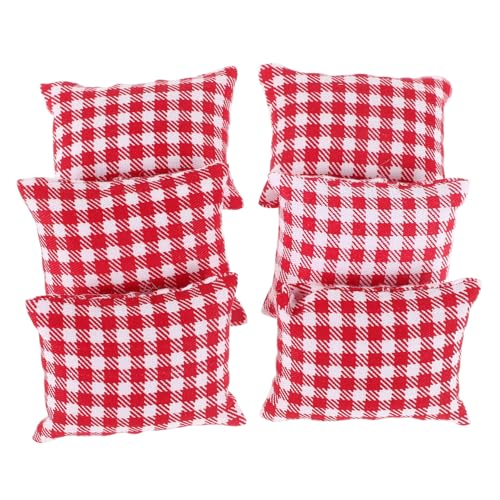 QUMIIRITY 6St Puppenhauskissen kleines Sofakissen Puppenhaus-Kissenmodell Mini -Kissen mini Kissen puppenhaus Einrichtung Mini- -Kissen-Requisite Puppenhauszubehör, Stoff rot von QUMIIRITY
