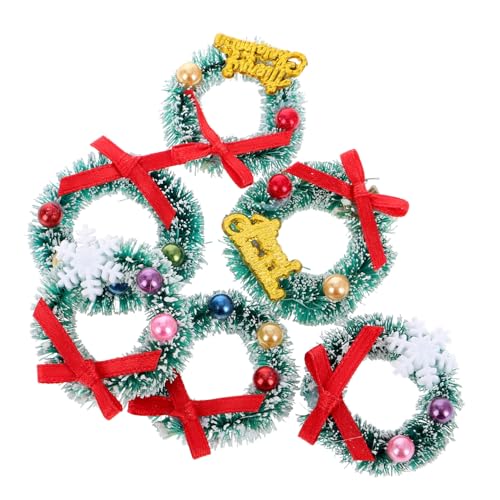 QUMIIRITY 6Stücke Puppenhaus Dekorationen Weihnachtskranz Deko Für Mikro Landschaften Mini Kranzanhänger Für Puppenhaus Zubehör von QUMIIRITY
