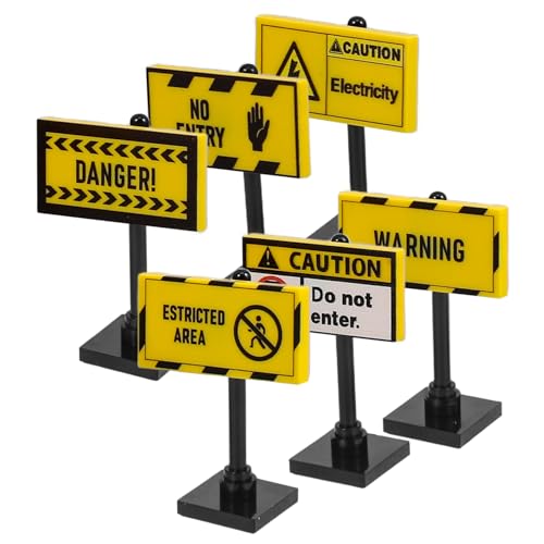 QUMIIRITY 6pcs Street Warning Zeichen Verkehrserziehung Spielzeug Für Kinder Plastikverkehrszeichen Mini -verkehrskegel Für Interaktives Verkehrsspielset von QUMIIRITY