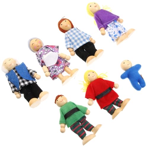 QUMIIRITY 7 Stück Teiliges Haus Puppenfamilie aus Holz Flexible Figuren für Bewegliche Spielfiguren für Kreative Rollenspiele Geeignet für Puppenhaus und Spielzimmer QUMIIRITY 7 Stück Teiliges Haus Puppenfamilie aus Holz Flexible Figuren für Bewegliche Spielfiguren für Kreative Rollenspiele Geeignet für Puppenhaus und Spielzimmer von QUMIIRITY
