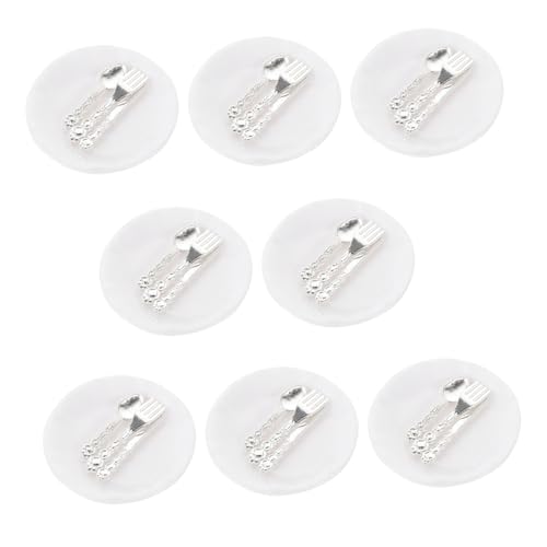 QUMIIRITY 8 Sätze Miniatur Geschirrset Teilig Mini Gabeln und Löffel für Puppenhaus Dekoration Hochwertige Tischaccessoires für Mini Küchen und Spielhäuser Ergänzung für Miniatur Szenen von QUMIIRITY