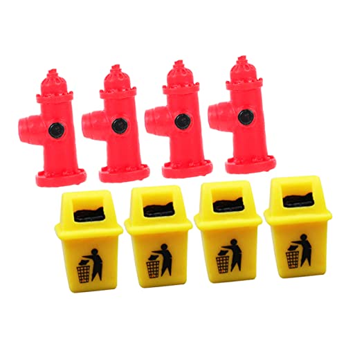 QUMIIRITY 8 Stück Mikro Landschaftsmodell Mülleimer Mülleimer Mülltonne Mini Mülleimer Modell Desktop Ornament Hydrant Puppenhaus Ornament Miniatur Szenenmodell Miniatur Mülltonne von QUMIIRITY