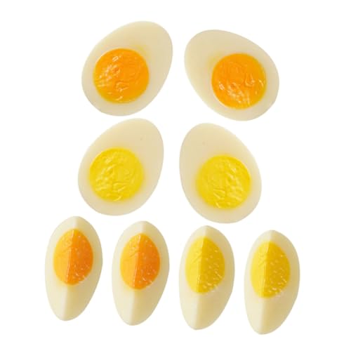 QUMIIRITY 8 Stück Nachgeahmte Eier Hühnerei-Modelle Künstliche Lebensmittel-Requisiten Ei Requisiten Ei Essen Süßigkeiten-Eier Eier Vorgeben Kessel Spender Eierdekoration Prop Essen PVC von QUMIIRITY