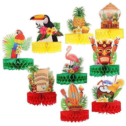 QUMIIRITY 9 Stück Hawaiianisches Flamingo-Wabenornament Mottoparty Hawaii tischdeko Hawaii Hawaii-Partydekoration Dekorationen Home Desktop schmücken Hawaiische Tafelaufsätze Papier Colorful von QUMIIRITY