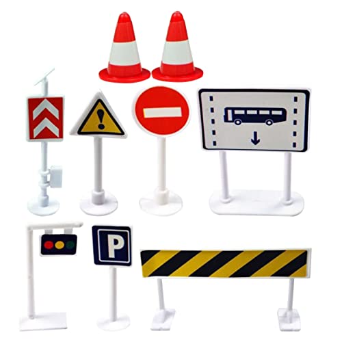 QUMIIRITY 9 Stück Teiliges Set Verkehrsschild für Simulation von Straßenschildern und Verkehrszeichen Motorischen Fähigkeiten und Verkehrserziehung von QUMIIRITY