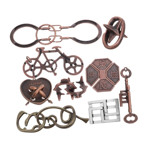 QUMIIRITY 9Stücke Teiliges Luban Lock Puzzle Physik Mind Metal Rätsel für Erwachsene Fördert Kreativität Konzentration und Kritisches für Partyspiele Verbesserung von QUMIIRITY
