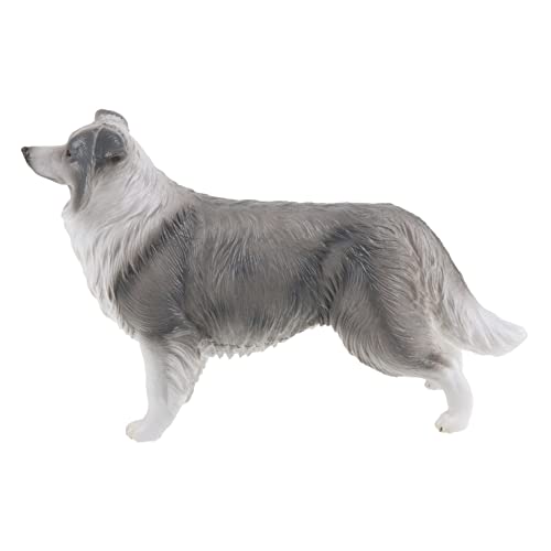 QUMIIRITY Border-Collie-modellspielzeug Welpenfigur Für Kleinkinder Kognitives Modell des Hundes Welpenmodell-Ornament Hundefotoverzierung Hundemodelle Desktop-hundedekoration Grey Plastik von QUMIIRITY