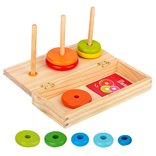 QUMIIRITY Holz Hanotauringe Teiliges Stapelspielzeug für Kleinkinder Farbige Kreise Farben Formen und Gedächtnis für Frühe Lernentwicklung von QUMIIRITY