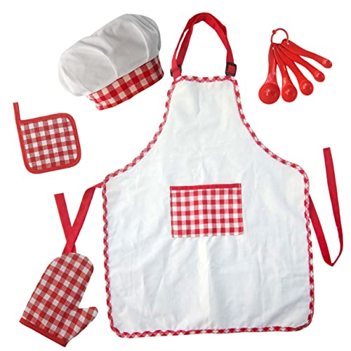 QUMIIRITY Kinderschürzen Set Teiliges Kochset mit Kochmütze und Schürze für Kleine Verstellbar und Leicht zu Reinigen für Rollenspiele und Kreative Kochabenteuer von QUMIIRITY