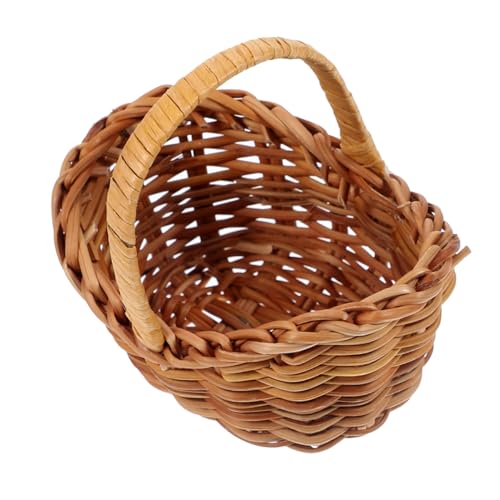 QUMIIRITY Kleiner Korb Aus Rattan Picknickkorb Mini Weidenkorb Kleiner Korb Zum Basteln Kleiner Korb Für Hochzeitsgeschenke Kleiner Holzkorb Bauernhofkorb Geflochtener Obstkorb von QUMIIRITY