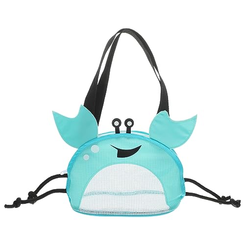 QUMIIRITY Krabben-Strandtasche Strandeimer Muschel Mesh-Strandtaschen Sandkasten Strandtasche Beach Bag Auffangbeutel aus Mesh-Schale Kleine Strandtasche aus Mesh PVC Sky-Blue von QUMIIRITY