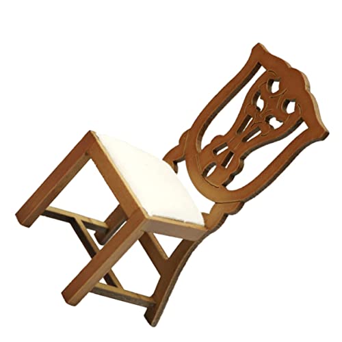 QUMIIRITY Maßstab Mini Stuhl aus Holz für Kinderzimmer Retro Design ohne Armlehnen für Puppenhaus und Dekoration von QUMIIRITY