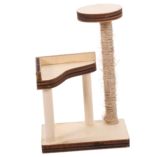 QUMIIRITY Miniatur Katzenkratzbaum Modell aus Holz Puppenhaus Zubehör Realistischer Tree für Kreatives Spiel und Dekoration für Mini Häuser und Fotorequisiten von QUMIIRITY