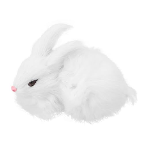 QUMIIRITY Miniatur Plüschkaninchen Lifelike Kuscheltier Modell Kompaktes Leichtes Stofftier Realistische Tierdekoration für Zuhause Geschenk und Tierparty Weiß von QUMIIRITY