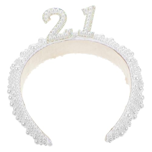 QUMIIRITY Perlenstirnband Haarband Männer Ringe für Frauen Spa-Stirnband Stirnbänder Mädchen brauthaatschmuck brauthaarschmuk perlenhaarreif Zahl Stirnband Party-Haarreifen Imitationsperlen von QUMIIRITY