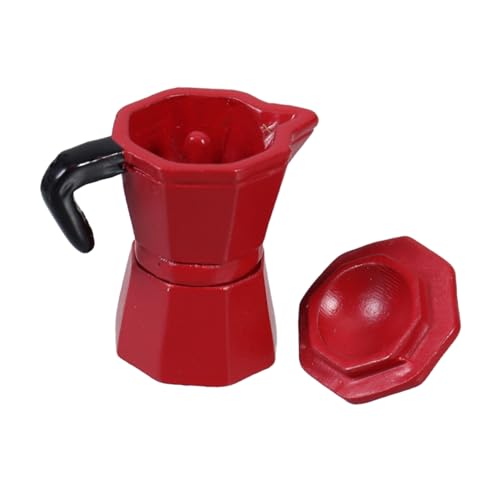 QUMIIRITY Puppenhaus -kaffeekanne Kaffeekannen-Ornament Miniatur-puppenhaus-küchen-backzubehör Simulation Kaffeekanne Mini-gerätefiguren Kaffeekannen-modellierungsschmuck Rot Legierung von QUMIIRITY
