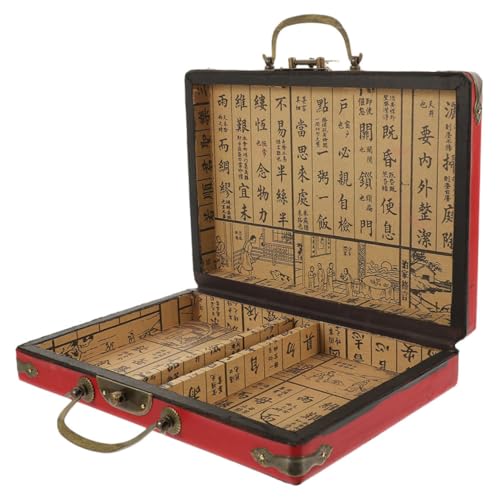 QUMIIRITY Retro Mahjong Box Handgefertigte Aufbewahrung für Mahjong Leichte Reisetasche für Outdoor Praktisch und Funktional von QUMIIRITY