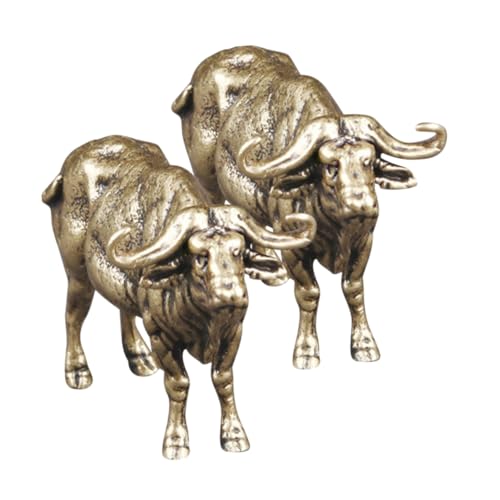 QUMIIRITY 2stücke Teiliges Vintage Messing Yak Figurine Lifelike Desktop Dekoration Retro Tierfigur Für Stilvolle Inneneinrichtung Hochwertige Brass Craft Decor von QUMIIRITY