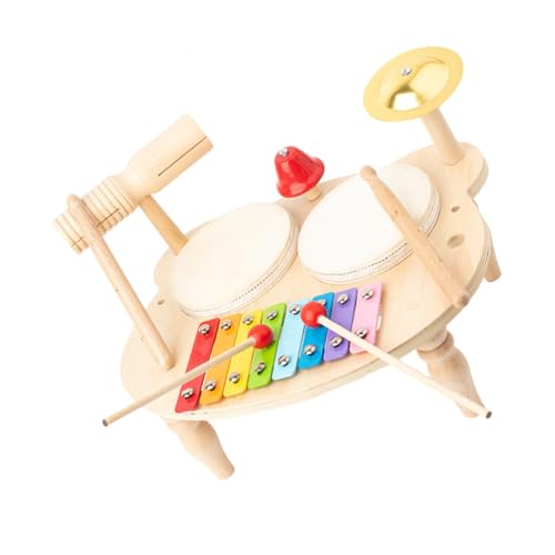 QUMIIRITY Set Kindertrommelspielzeug Für Kleinkinder Musikinstrumente Jazz Schlaginstrumente Musikinstrumente Schlaginstrumente Musikspielzeug Lustiges Musikspielzeug Holz Khaki von QUMIIRITY