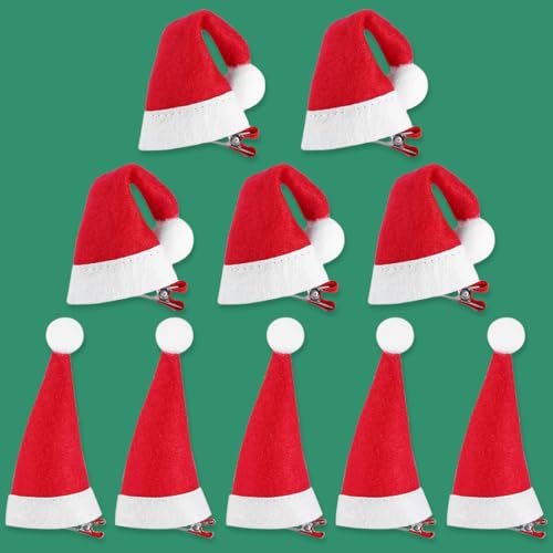 Haarschmuck Haarspangen Weihnachten, 10 Stück Mini Weihnachtsmütze Haarclips Haarklammern Geschenke für Kinder Mädchen Damen, Weihnachts Hut Deko Haar Accessoires Spangen Haarnadeln Haarreif (Rot) Haarschmuck Haarspangen Weihnachten, 10 Stück Mini Weihnachtsmütze Haarclips Haarklammern Geschenke für Kinder Mädchen Damen, Weihnachts Hut Deko Haar Accessoires Spangen Haarnadeln Haarreif (Rot) von QUOHE