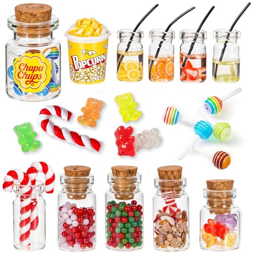 Wichtel Zubehör, Miniatur Weihnachten Süßigkeiten und Trinken Set mit Lolli Gummibärchen für Weihnachtsmarkt, Mini 1:12 Süßigkeitenstände Weihnachts Wichtelzubehör für Wichteltür Puppenhaus Deko Wichtel Zubehör, Miniatur Weihnachten Süßigkeiten und Trinken Set mit Lolli Gummibärchen für Weihnachtsmarkt, Mini 1:12 Süßigkeitenstände Weihnachts Wichtelzubehör für Wichteltür Puppenhaus Deko von QUOHE
