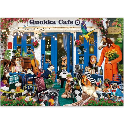 QUOKKA 1000 Teile Puzzle für Erwachsene Und Ältere Kinder – Lustige Tiermotive Puzzle für Männer Und Frauen – Buntes Spielzeug Tiere im Café für Kinder von 8-12 Jahren – Tierisches Familienspiel QUOKKA 1000 Teile Puzzle für Erwachsene Und Ältere Kinder – Lustige Tiermotive Puzzle für Männer Und Frauen – Buntes Spielzeug Tiere im Café für Kinder von 8-12 Jahren – Tierisches Familienspiel von QUOKKA