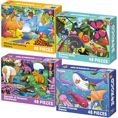 QUOKKA Puzzle ab 4 5 6 Jahre - 4x48 Teile Rahmenpuzzle Spiele für Jungen und Mädchen - Bunte Puzzle mit Amazonas-Regenwald, Insekten und Meerestiere - Geschenk Spielzeug für Kinder 3 7 Jahre QUOKKA Puzzle ab 4 5 6 Jahre - 4x48 Teile Rahmenpuzzle Spiele für Jungen und Mädchen - Bunte Puzzle mit Amazonas-Regenwald, Insekten und Meerestiere - Geschenk Spielzeug für Kinder 3 7 Jahre von QUOKKA