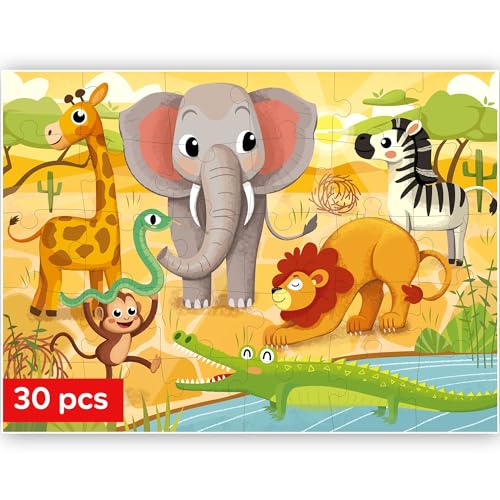 QUOKKA Puzzles für Kinder im Alter von 3-5 Jahren - 30 Teile Puzzles für Kleinkinder 2-4 - Afrika Tiere Lernpuzzle für Kinder 4-6 Jahre alt - Lernspielzeug für Jungen und Mädchen QUOKKA Puzzles für Kinder im Alter von 3-5 Jahren - 30 Teile Puzzles für Kleinkinder 2-4 - Afrika Tiere Lernpuzzle für Kinder 4-6 Jahre alt - Lernspielzeug für Jungen und Mädchen von QUOKKA