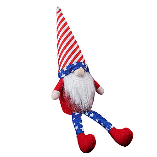 QUR Amerikanischer UnabhäNgigkeits Tag Puppen Dekor Spitzer Hut HäNgendes Bein Puppen Ornament, Gesichtslose Puppen Gnom Kinder Spielzeug Geschenk, C. von QUR