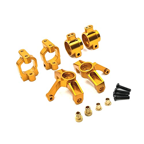 QUR Metall-Lenkblock C- HinterradträGer-Set für 104072 104001 104002 1/10 RC Car Upgrades Parts,Gelb von QUR