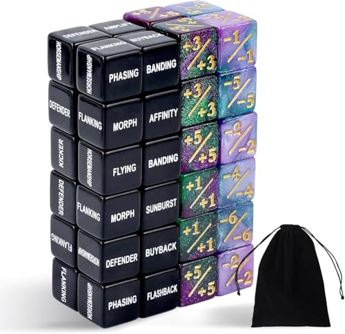 QUTHZZHY 48 Stück Würfel Zähler，Magic The Gathering Würfel,D6 Würfelzähler Token Magic Würfel，Loyalität Zähler Würfel Kompatibel mit MTG Kartenspiel Zubehör mit Aufbewahrungsbeutel von QUTHZZHY