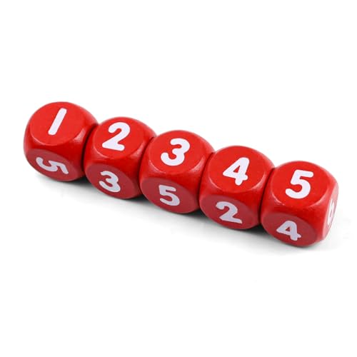 QUTHZZHY 5 Stück Würfel Groß, 25mm Holz Spielwürfel, Farbige Würfel Rot mit den Zahlen 1-6, D6 Würfel Set, Spiel Würfel Kinderspielzeug, für Brettspiele Frühkindlichen Erziehung Party Teaching Math QUTHZZHY 5 Stück Würfel Groß, 25mm Holz Spielwürfel, Farbige Würfel Rot mit den Zahlen 1-6, D6 Würfel Set, Spiel Würfel Kinderspielzeug, für Brettspiele Frühkindlichen Erziehung Party Teaching Math von QUTHZZHY
