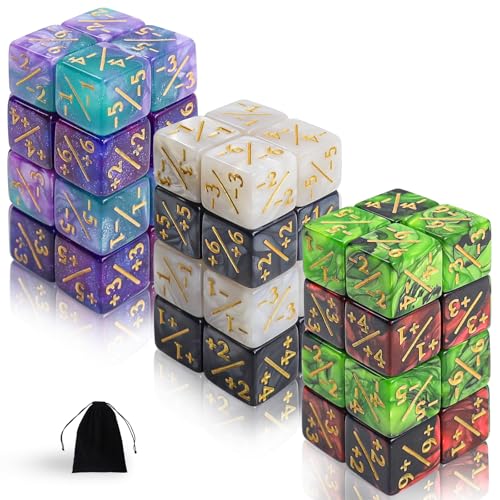 QUTHZZHY MTG Würfel Zähler, Magic Würfel 48 Stück, Zähler Magic The Gathering, Würfel D6 Würfelzähler Token Magic Würfel mit MTG, CCG, Kartenspiel Zubehör, mit Aufbewahrungsbeuteln von QUTHZZHY