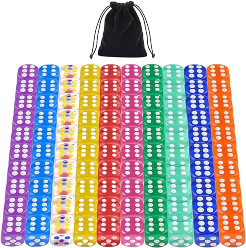 QUTHZZHY Würfel 100 Stücke, Bunte Würfel Set, 16mm Farbwürfel 6 Seitige, Würfel mit Einstecktaschen, Spielwürfel für Tischkartenspiele, Acrylwürfel 10 Farben, für Matheunterricht Mathe QUTHZZHY Würfel 100 Stücke, Bunte Würfel Set, 16mm Farbwürfel 6 Seitige, Würfel mit Einstecktaschen, Spielwürfel für Tischkartenspiele, Acrylwürfel 10 Farben, für Matheunterricht Mathe von QUTHZZHY