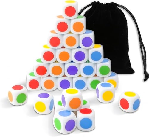 QUTHZZHY Farbwürfel 30 PCS, Farbpunktewürfel 6 Farben, 16 MM Bunte Würfel, Flüsterwürfel mit Punkten, Color Cube für Kleine Kinder,Würfel Farbig für Tischkartenspiele, Matheunterricht Mathe QUTHZZHY Farbwürfel 30 PCS, Farbpunktewürfel 6 Farben, 16 MM Bunte Würfel, Flüsterwürfel mit Punkten, Color Cube für Kleine Kinder,Würfel Farbig für Tischkartenspiele, Matheunterricht Mathe von QUTHZZHY