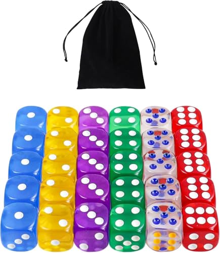 QUTHZZHY Würfel 30 Stücke, Würfel Set, Würfel 18mm Bunt, Würfel mit Einstecktaschen, 6 Seitige Farbwürfel, Spielwürfel für Tischkartenspiele, Acrylwürfel Würfe10 Farben, für Matheunterricht Mathe QUTHZZHY Würfel 30 Stücke, Würfel Set, Würfel 18mm Bunt, Würfel mit Einstecktaschen, 6 Seitige Farbwürfel, Spielwürfel für Tischkartenspiele, Acrylwürfel Würfe10 Farben, für Matheunterricht Mathe von QUTHZZHY